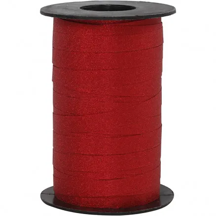 Presentband, röd, B: 10 mm, glitter, 100 m/1 rulle.