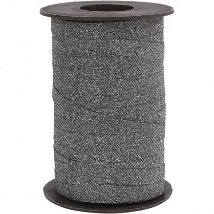 Presentband, svart, B: 10 mm, glitter, 100 m/ 1 rulle.